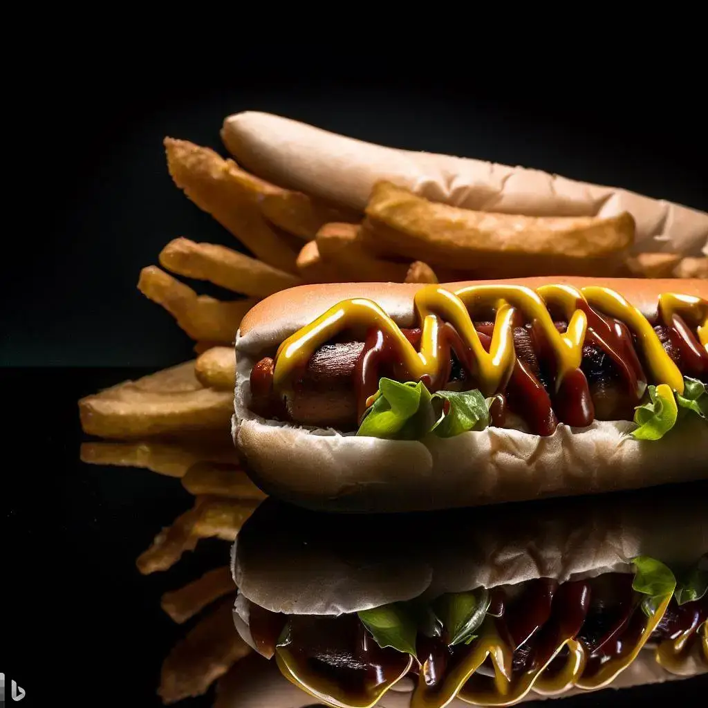 Hotdog with fries