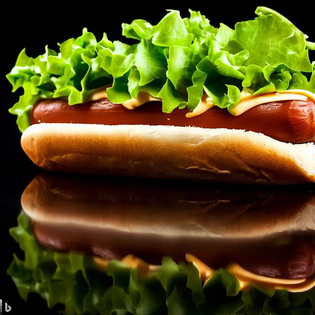 Hotdog with lettuce