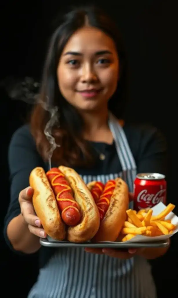 Woman serving combo meal