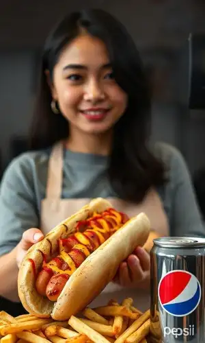 Serving Hotdog and Fries